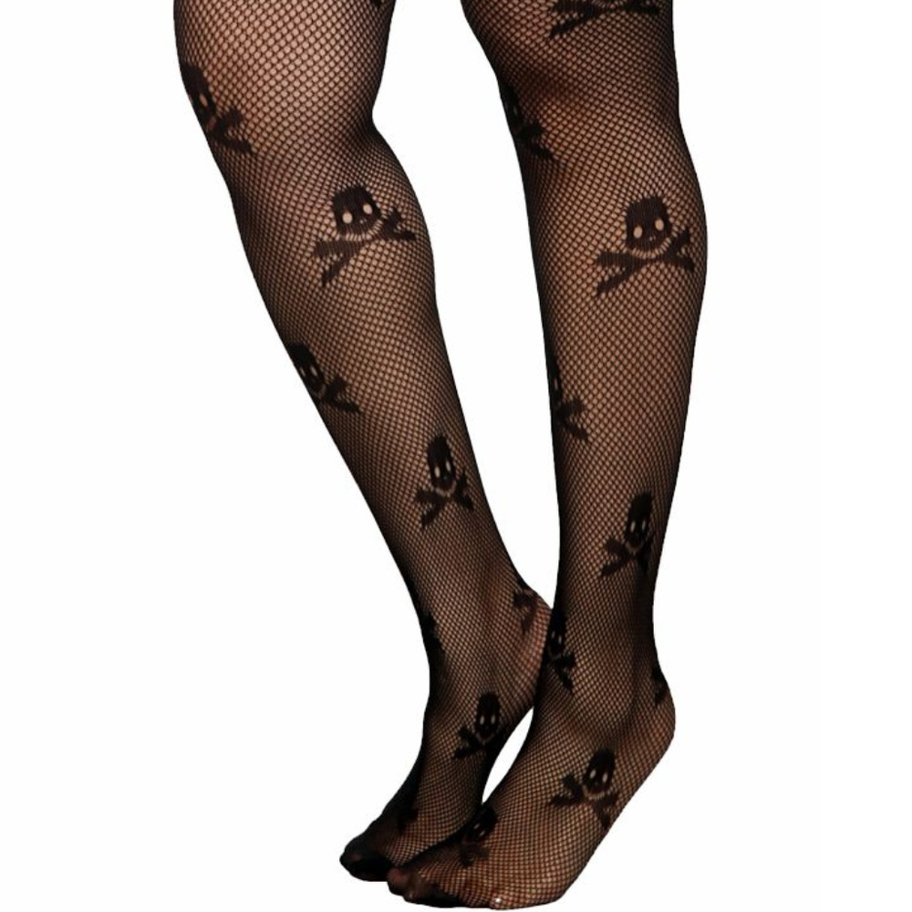 Skull and Bones Pattern Black Stockings NEW!